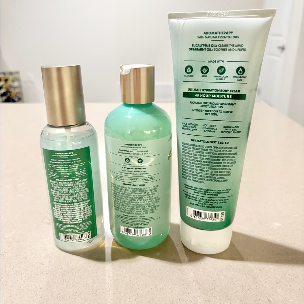 Bath & Body Works Stress Relief Eucalyptus Spearmint Gift Set 3pc - Picture 2 of 2